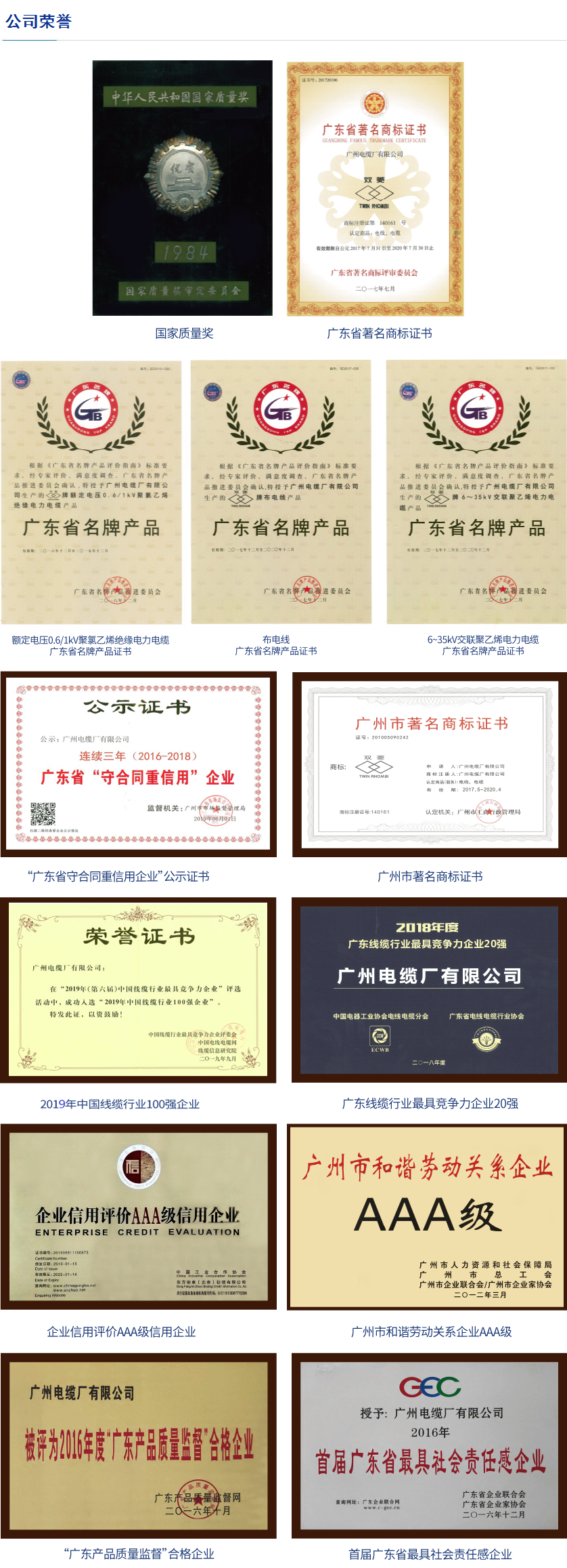 资质荣誉